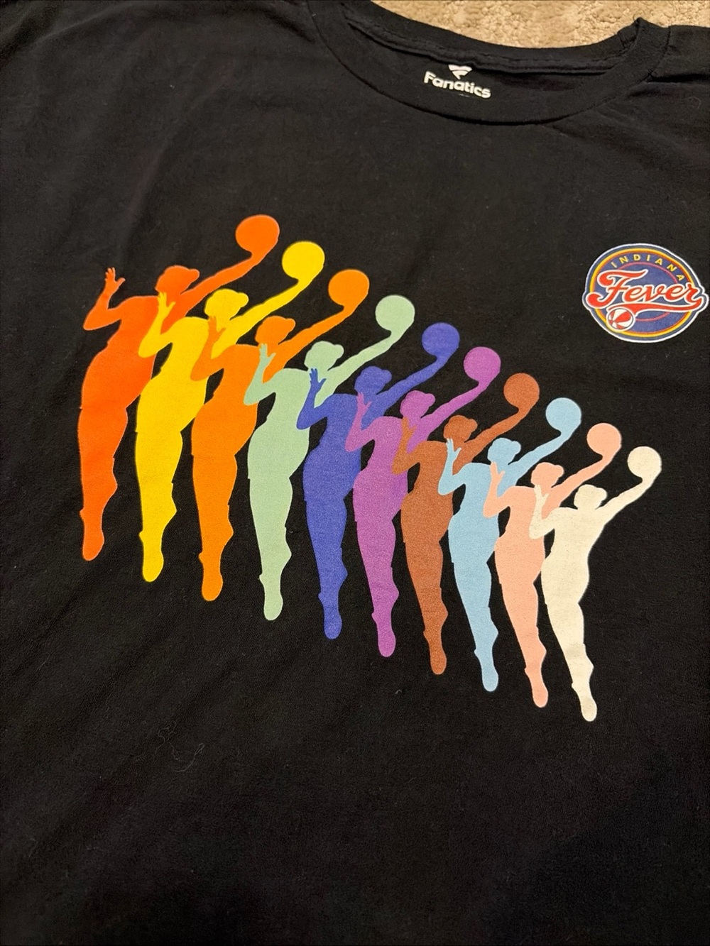 Indiana Fever WNBA 3XL Unisex Basketball Black Graphic T-Shirt Rainbow - Picture 4 of 10